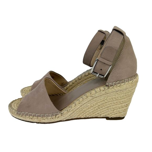 Vince Camuto Leera Wedge Heeled Sandals Woven Espadrilles Mink Taupe Suede 8.5 - Picture 2 of 11